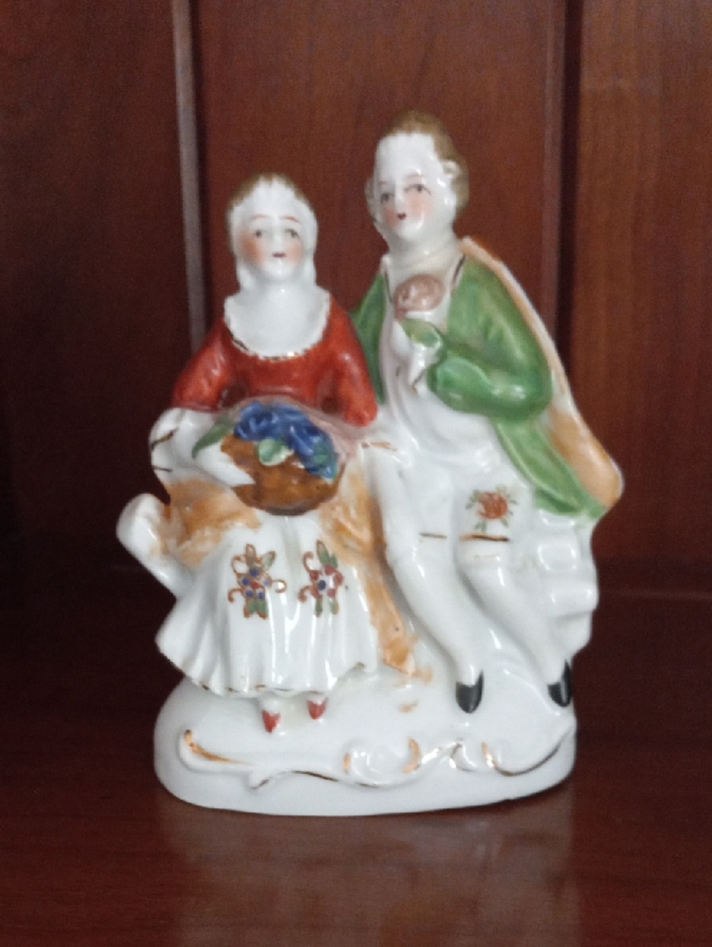 Charming Painted Porcelain Victorian Man & Woman Figurine Made In Japan